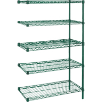 &eacute;tag&egrave;res robustes en treillis m&eacute;tallique au fini &eacute;poxy vert, Ensemble de Ajout, 5 Tablettes, 36" la x 74" h x 18" p Rock Safety Industrial Ltd