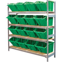 Wide Span Shelving with Jumbo Plastic Bins, Steel, Boltless, 800 lbs. Capacity, 66" W x 72" H x 18" D Rock Safety Industrial Ltd