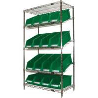 Slanted Wire Shelf with Bins, 5 Tiers, 36" W x 63" H x 18" D Rock Safety Industrial Ltd