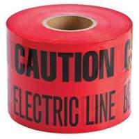 Ruban d'avertissement de danger souterrain Buried Electric Line Identoline, 6" la x 1000' lo, Noir/rouge Rock Safety Industrial Ltd