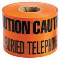 Ruban d'avertissement de danger souterrain Buried Telephone Line Identoline, 6" la x 1000' lo, Noir/orange Rock Safety Industrial Ltd