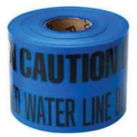 Ruban d'avertissement de danger souterrain Buried Water Line Identoline, 6" la x 1000' lo, Noir sur bleu Rock Safety Industrial Ltd