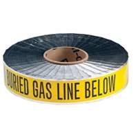 Ruban d'avertissement de danger souterrain Gas Line Identoline, 2" la x 1000' lo, Noir sur jaune Rock Safety Industrial Ltd