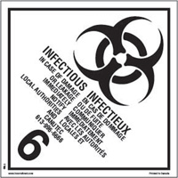 TDG Shipping Labels, Class 6.2, Infectious Substances, Paper Rock Safety Industrial Ltd