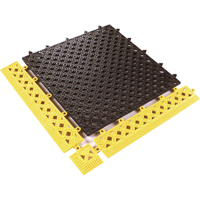 TAPIS MODULAIRE LOK-TYLE 12"X12" JAUNE NOIR, Vinyle, 1' la c, 1' lo, 9/16" &eacute;paisseur, Noir Rock Safety Industrial Ltd