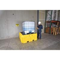 GRV Spill Pallet Plus avec drain, Capacit&eacute; de d&eacute;versement 365 gal. US, 62" x 62" x 28" Rock Safety Industrial Ltd