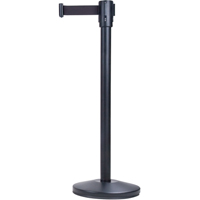 Free-Standing Crowd Control Barrier, Steel, 35" H, Black Tape, 7' Tape Length Rock Safety Industrial Ltd