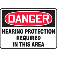 Enseigne  Hearing Protection Required , 10" x 14", Aluminium, Anglais Rock Safety Industrial Ltd