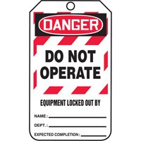 &eacute;tiquettes de verrouillage, Papier cartonn&eacute;, 3-1/8" la x 5-7/8" h, Anglais Rock Safety Industrial Ltd