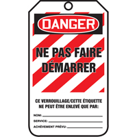&eacute;tiquettes de verrouillage, Papier cartonn&eacute;, 3-1/8" la x 5-7/8" h, Français Rock Safety Industrial Ltd