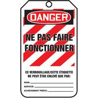 &eacute;tiquettes de verrouillage, Papier cartonn&eacute;, 3-1/8" la x 5-7/8" h, Français Rock Safety Industrial Ltd