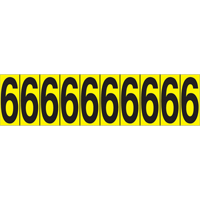 Individual Adhesive Number Markers, 6, 1-15/16" H, Black on Yellow Rock Safety Industrial Ltd
