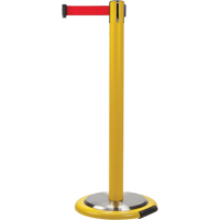 Free-Standing Crowd Control Barrier, Steel, 35" H, Red Tape, 12' Tape Length Rock Safety Industrial Ltd