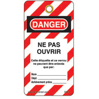 &eacute;tiquettes de verrouillage, Plastique, 3" la x 5-3/4" h, Français Rock Safety Industrial Ltd