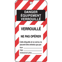&eacute;tiquettes de verrouillage, Plastique, 3" la x 5-3/4" h, Français Rock Safety Industrial Ltd