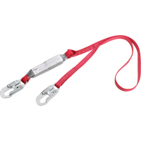 PRO Shock Absorbing Lanyards, 4', Snap Hook Center, Snap Hook Leg Ends, Polyester Rock Safety Industrial Ltd
