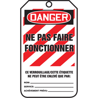 &eacute;tiquettes de verrouillage, Plastique, 3-3/8" la x 5-5/8" h, Français Rock Safety Industrial Ltd