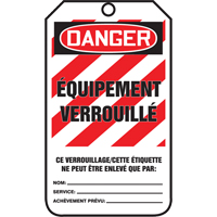 &eacute;tiquettes de verrouillage, Papier cartonn&eacute;, 3-3/8" la x 5-7/8" h, Français Rock Safety Industrial Ltd