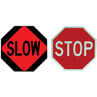 Panneau de signalisation &agrave; deux c&ocirc;t&eacute;s  Stop/Slow  Rock Safety Industrial Ltd