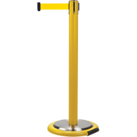 Free-Standing Crowd Control Barrier, Steel, 35" H, Yellow Tape, 7' Tape Length Rock Safety Industrial Ltd