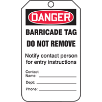 Safety Tags, Plastic, 3-1/4" W x 5-3/4" H, English Rock Safety Industrial Ltd