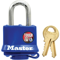 Cadenas r&eacute;sistant aux intemp&eacute;ries, Bleu, Cl&eacute;s diff&eacute;rentes, Acier lamin&eacute;, Largeur de 1-9/16" Rock Safety Industrial Ltd