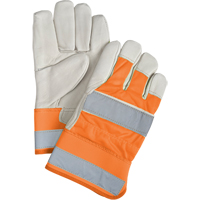 Premium Quality High Visibility Fitters Gloves, Large, Grain Cowhide Palm, Cotton Inner Lining Rock Safety Industrial Ltd