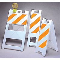 Barricades, Folding, 25" L x 45" H, Orange/White Rock Safety Industrial Ltd
