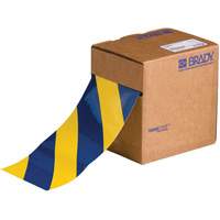 Ruban de marquage pour planchers ToughStripe, 4" x 100', Polyester, Bleu et jaune Rock Safety Industrial Ltd