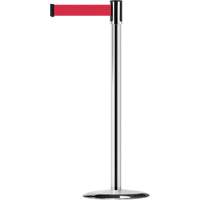 Slimline TensaBarrier&reg; Barrier Post, Steel, 38" H, Red Tape, 7.5' Tape Length Rock Safety Industrial Ltd