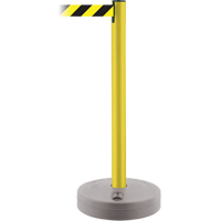 Outdoor TensaBarrier&reg; Barrier Post, Plastic, 37" H, Black/Yellow Tape, 13' Tape Length Rock Safety Industrial Ltd
