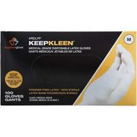 Gants jetables de calibre examen m&eacute;dical KeepKleen, Grand, Latex, 5 mils, Sans poudre, Blanc, Classe 2 Rock Safety Industrial Ltd