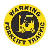 "Warning Forklift Traffic" Floor Sign, Adhesive, English with Pictogram Rock Safety Industrial Ltd