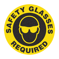 "Safety Glasses" Floor Sign, Adhesive, English with Pictogram Rock Safety Industrial Ltd