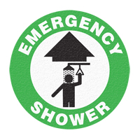 "Emergency Shower" Floor Sign, Adhesive, English with Pictogram Rock Safety Industrial Ltd