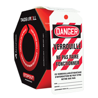&eacute;tiquettes de s&eacute;curit&eacute; en rouleaux, Plastique, 3" la x 6-1/4" h, Français Rock Safety Industrial Ltd