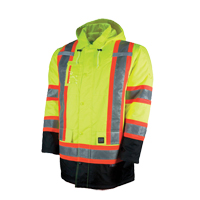Lined Safety Parka, High Visibility Lime-Yellow, Large Rock Safety Industrial Ltd