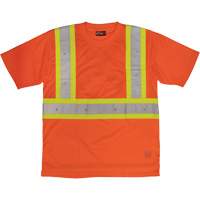 Short-Sleeved Safety T-Shirt with Pocket, Polyester, Large, High Visibility Orange Rock Safety Industrial Ltd