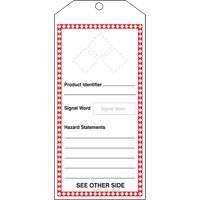 GHS Jumbo Safety Tag, Cardstock, 3-7/8" W x 8-1/2" H, English Rock Safety Industrial Ltd
