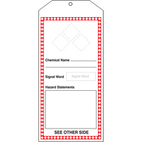 GHS Jumbo Tags, Cardstock, 3-7/8" W x 8-1/2" H, English Rock Safety Industrial Ltd