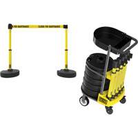 PLUS Barrier Post Cart Kit with Tray, 75' L, Metal, Yellow Rock Safety Industrial Ltd