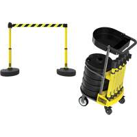 PLUS Barrier Post Cart Kit with Tray, 75' L, Metal, Yellow Rock Safety Industrial Ltd