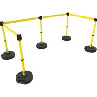 PLUS Barrier Post Set X5, Plastic, 42" H, Yellow Tape, 15' Tape Length Rock Safety Industrial Ltd