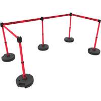 PLUS Barrier Post Set X5, Plastic, 42" H, Red Tape, 15' Tape Length Rock Safety Industrial Ltd