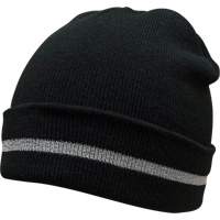 Bonnet en tricot avec bande r&eacute;fl&eacute;chissante argent&eacute;e, Taille unique, Noir Rock Safety Industrial Ltd