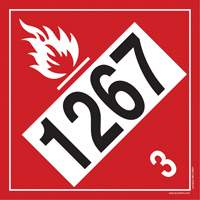 Plaque-&eacute;tiquette TMD 1267 pour liquide inflammable p&eacute;trole brut, Vinyle adh&eacute;sif Rock Safety Industrial Ltd