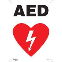 Enseigne AED, 14" x 10", Plastique, Anglais avec pictogramme Rock Safety Industrial Ltd