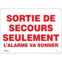 "Sortie De Secours" Sign, 10" x 14", Vinyl, French Rock Safety Industrial Ltd