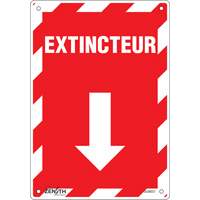 Enseigne avec fl&egrave;che Extincteur, 10" x 7", Aluminium, Français avec pictogramme Rock Safety Industrial Ltd