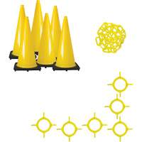 Traffic Cone & Chain Kit, 28", Yellow Rock Safety Industrial Ltd